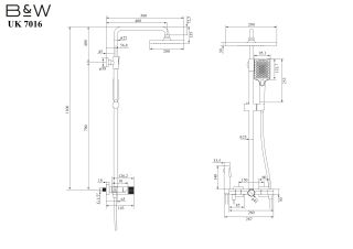 Душевая стойка Black&White Universe 7016B чёрный матовый