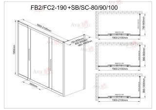 Душевой уголок AvaCan FC2 190-210 + SC80 хром