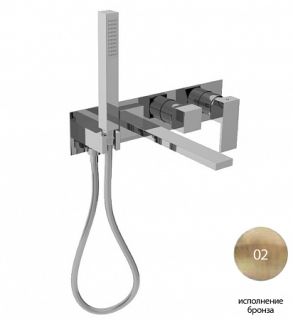 Встраиваемый смеситель для ванны и душа однорычажный, в комплекте с ручным душем, бронза Cezares UNIKA-VDM2-02