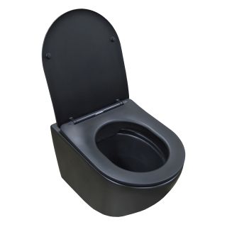 Унитаз подвесной Azario Gloria AZ-2003MB безободковый с сиденьем микролифт чёрный матовый