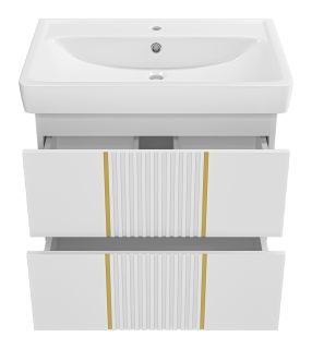 Подвесная тумба под раковину Brevita Vega VEG-09070-0102Я 70см белый/золото