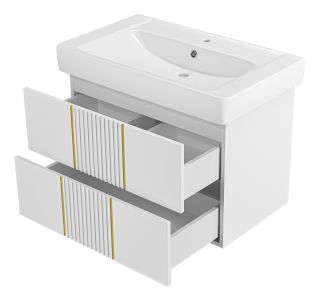 Подвесная тумба под раковину Brevita Vega VEG-09080-0102Я 80см белый/золото