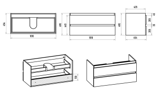 Подвесная тумба под раковину Brevita Victory VIC-09105-0802Я 105см зелёный