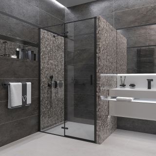 Душевая дверь Veconi Vianno VN-73B, 1000x1950, Черный, стекло прозрачное