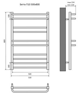 Водяной полотенцесушитель Aquatek Бетта AQ KRC1080BL П10 50x80см чёрный муар