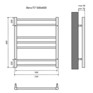 Водяной полотенцесушитель Aquatek Вега AQ DR0760CH П7 50x60см хром