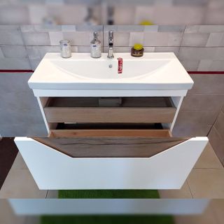 Тумба под раковину Бриклаер Брайтон 4627125415760 100 см белый/дуб