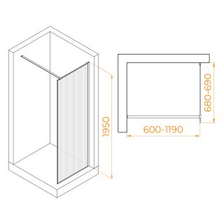 Душевая перегородка RGW WA-08G 06100807-156 70см золото