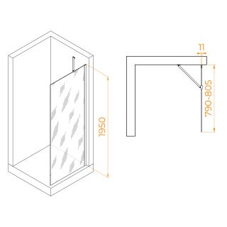 Душевая перегородка RGW WA-102Gb 351010208-16 80см брашированное золото
