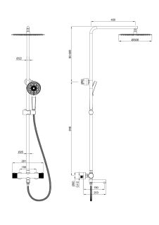 Душевая стойка Wonzon & Woghand WW-88739902-MB с термостатом чёрный матовый