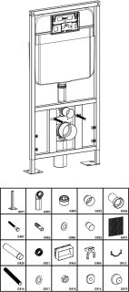 Комплект SantiLine SL-5005+SL-01 безободковый белый унитаз с сиденьем микролифт и инсталляция с клавишей смыва хром овал