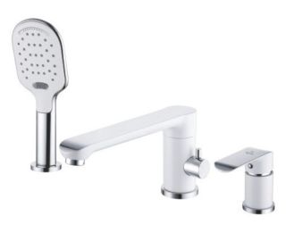 Смеситель на борт ванны Rose R2112F белый/хром