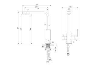 Смеситель для кухни Wonzon & Woghand WW-88458004-BGM с подключением фильтра тёмный графит