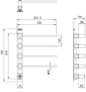 Полотенцесушитель электрический встраиваемый Wonzon & Woghand M?nchen WW-A354-MB 52x70 см с внутренней частью чёрный матовый