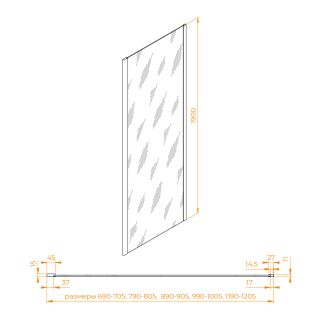 Боковая панель RGW Z-050-5 352205509-11 90см хром
