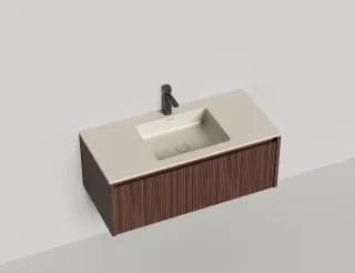 Подвесная тумба Salini Domino 27D210INF 100см шпон/фрезерованный фасад под встраиваемую раковину