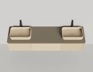 Подвесная тумба Salini Domino 27D120DF 200см эмаль с фрезеровкой для двух раковин