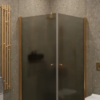 Душевой уголок на монопетле by Deonria U-90-89-6-GM-G1 90x89см золото/графит матовый