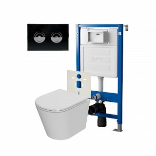 Комплект унитаза с инсталляцией Point Элемент PN48204BC с сиденьем Микролифт